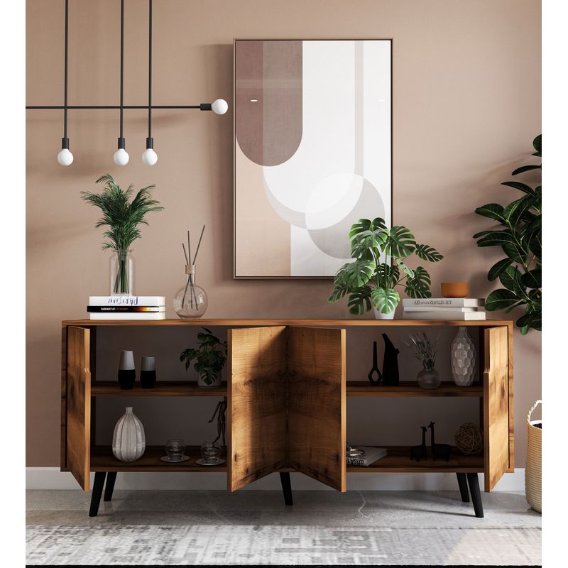 Casa si Gradina - Mobilier - Comode si corpuri - Console - Consolă Hanah Home, PAL melaminat, 180 x 45 x 80 cm, nuc, 469ORN1501 - Infinity.ro