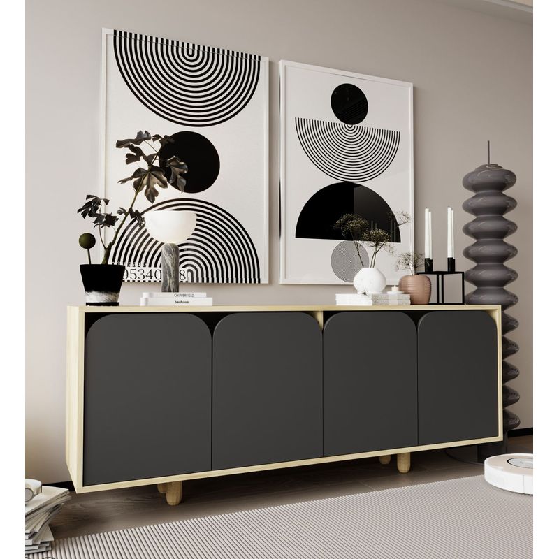 Casa si Gradina - Mobilier - Comode si corpuri - Console - Consolă Hanah Home, PAL melaminat, 180 x 45 x 75 cm, sapphire stejar/antracit, 469ORN1513 - Infinity.ro