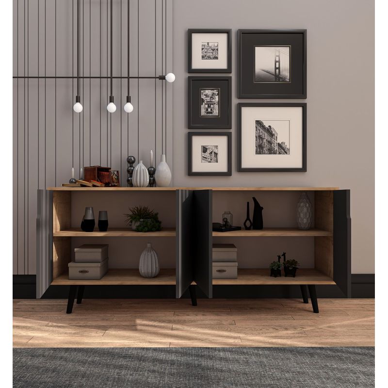 Casa si Gradina - Mobilier - Comode si corpuri - Console - Consolă Hanah Home, PAL melaminat, 180 x 45 x 80 cm, sapphire stejar/antracit, 469ORN1508 - Infinity.ro