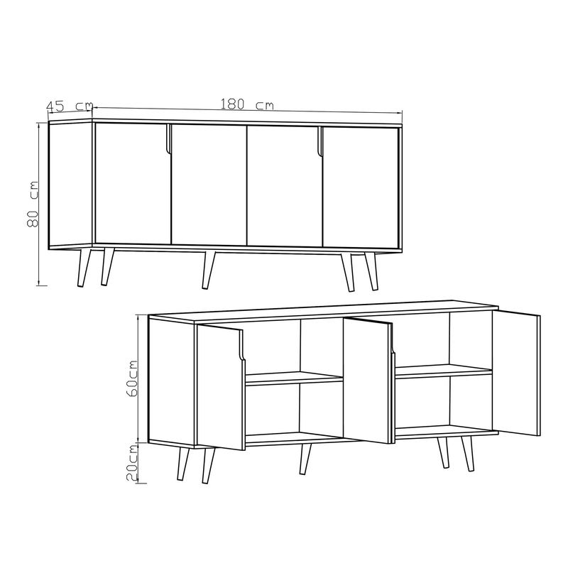 Casa si Gradina - Mobilier - Comode si corpuri - Console - Consolă Hanah Home, PAL melaminat, 180 x 45 x 80 cm, sapphire stejar/antracit, 469ORN1508 - Infinity.ro