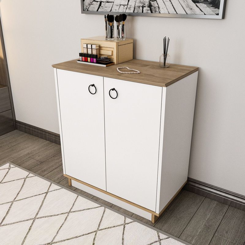 Casa si Gradina - Mobilier - Comode si corpuri - Console - Consolă Hanah Home, PAL melaminat, 72 x 42 x 83.1 cm, alb/nuc, 875ZNA4552 - Infinity.ro