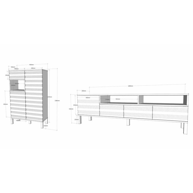 Casa si Gradina - Mobilier - Comode si corpuri - Console - Unitate TV Hanah Home, PAL melaminat, 180 x 35 x 53.6 cm, alb/antracit, 875ZNA3026 - Infinity.ro