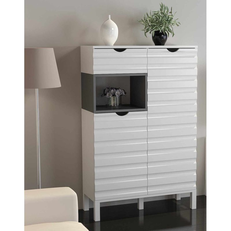 Casa si Gradina - Mobilier - Comode si corpuri - Console - Unitate TV Hanah Home, PAL melaminat, 180 x 35 x 53.6 cm, alb/antracit, 875ZNA3026 - Infinity.ro
