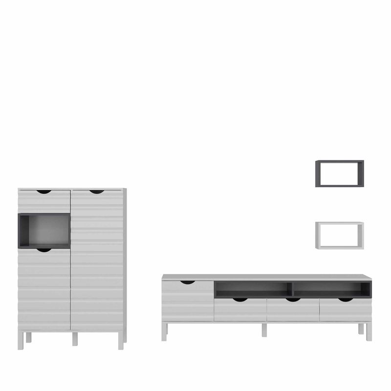 Casa si Gradina - Mobilier - Comode si corpuri - Console - Unitate TV Hanah Home, PAL melaminat, 180 x 35 x 53.6 cm, alb/antracit, 875ZNA3026 - Infinity.ro