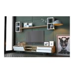 Casa si Gradina - Mobilier - Comode si corpuri - Console - Unitate TV Hanah Home, PAL melaminat, 180 x 40 x 45 cm, alb/stejar, 167RAB1903 - Infinity.ro