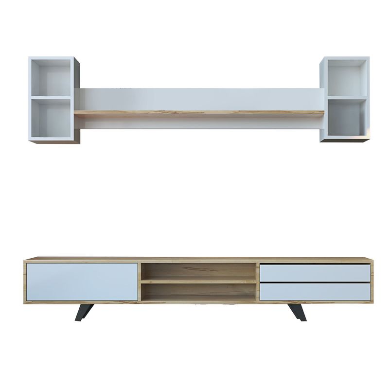 Casa si Gradina - Mobilier - Comode si corpuri - Console - Unitate TV Hanah Home, PAL melaminat, 180 x 40 x 45 cm, alb/stejar, 167RAB1903 - Infinity.ro