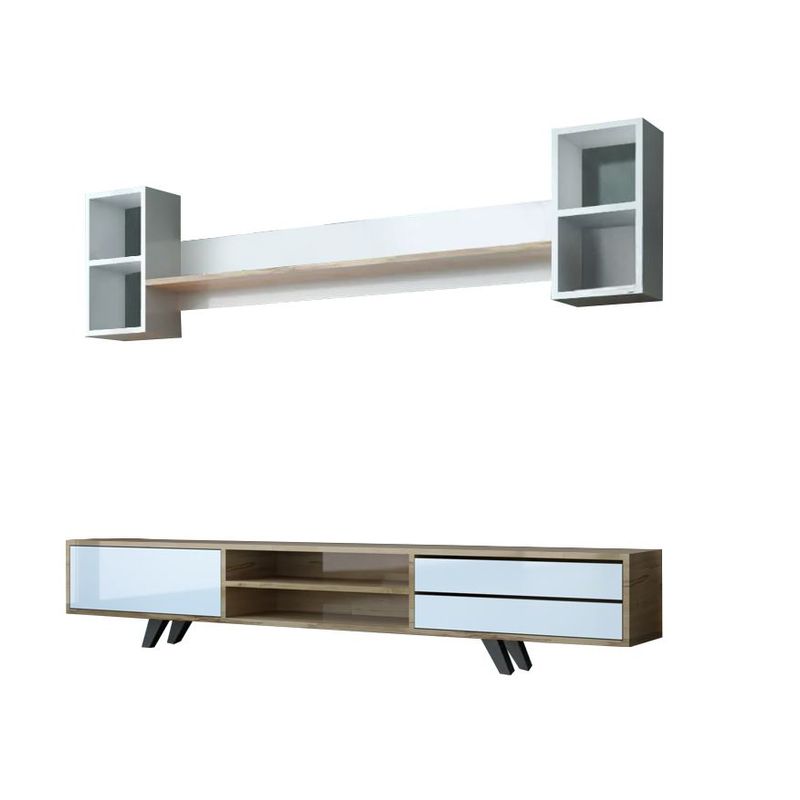 Casa si Gradina - Mobilier - Comode si corpuri - Console - Unitate TV Hanah Home, PAL melaminat, 180 x 40 x 45 cm, alb/stejar, 167RAB1903 - Infinity.ro