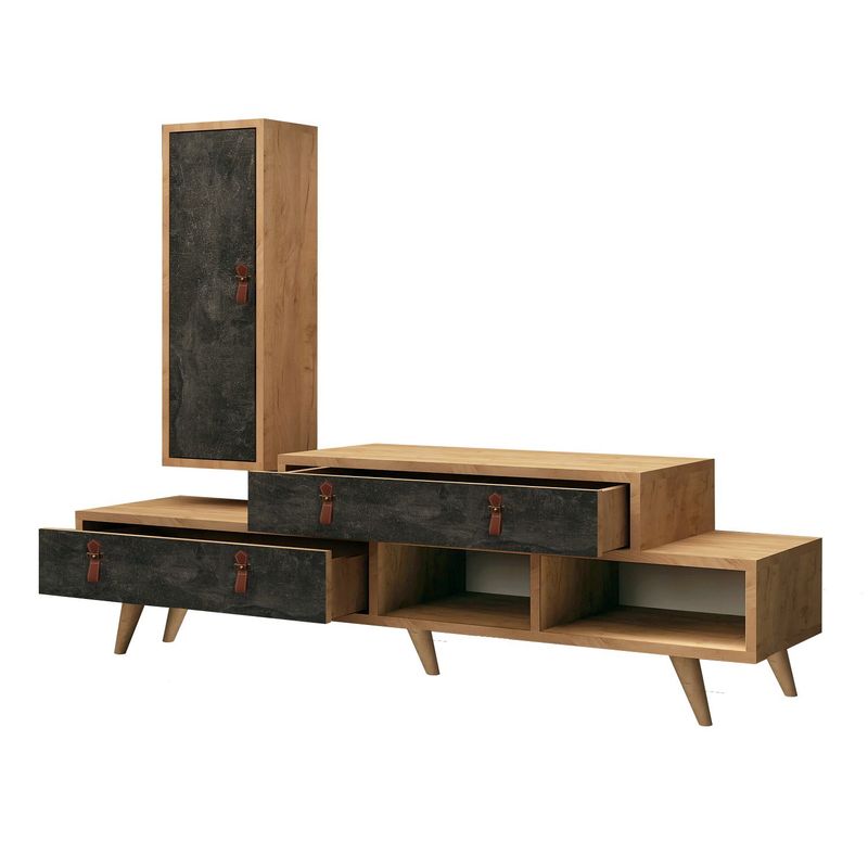 Casa si Gradina - Mobilier - Comode si corpuri - Console - Unitate TV Hanah Home, PAL melaminat, 30 x 25 x 70 cm, stejar/închis gri, 811MDD3011 - Infinity.ro