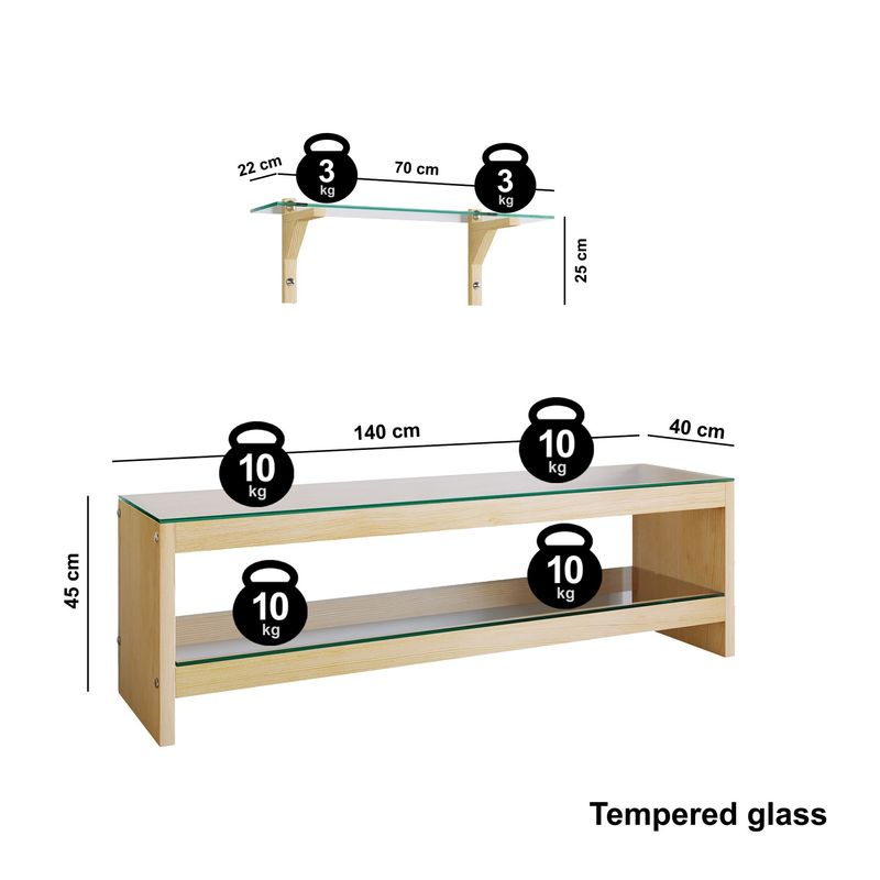 Casa si Gradina - Mobilier - Comode si corpuri - Console - Unitate TV Hanah Home, pin, 140 x 40 x 45 cm, stejar, 552NOS1511 - Infinity.ro