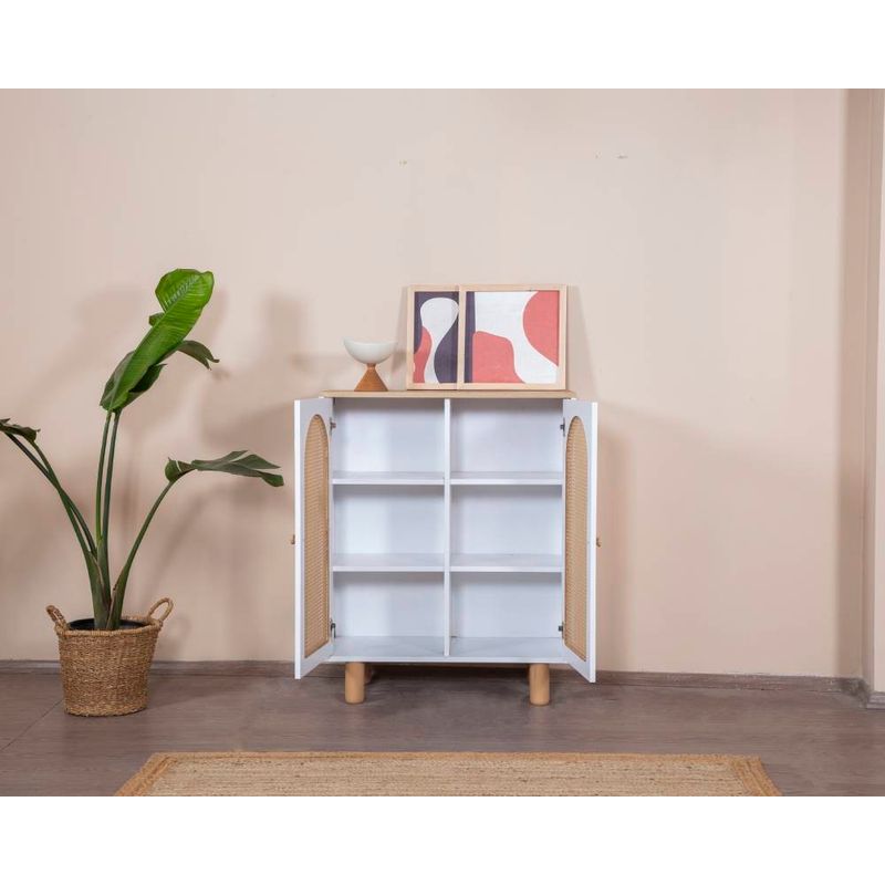 Casa si Gradina - Mobilier - Comode si corpuri - Comode - Bufet Hanah Home, MDF, 90 x 41 x 105 cm, alb/stejar, 277WLN1103 - Infinity.ro
