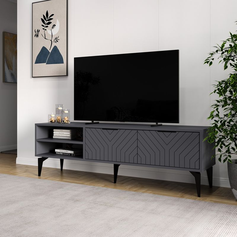 Casa si Gradina - Mobilier - Comode si corpuri - Comode - Comodă TV Hanah Home, PAL melaminat, 160 x 29.6 x 50 cm, antracit, 327ODS1265 - Infinity.ro