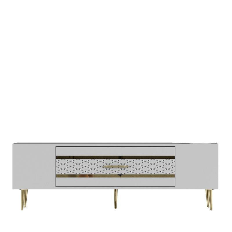 Casa si Gradina - Mobilier - Comode si corpuri - Comode - Comodă TV Hanah Home, PAL melaminat, 150 x 35 x 48.2 cm, alb/auriu, 475OLV2996 - Infinity.ro