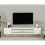 Casa si Gradina - Mobilier - Comode si corpuri - Comode - Comodă TV Hanah Home, PAL melaminat, 150 x 35 x 48.2 cm, alb/auriu, 475OLV2996 - Infinity.ro