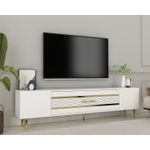 Casa si Gradina - Mobilier - Comode si corpuri - Comode - Comodă TV Hanah Home, PAL melaminat, 150 x 35 x 48.2 cm, alb/auriu, 475OLV2996 - Infinity.ro