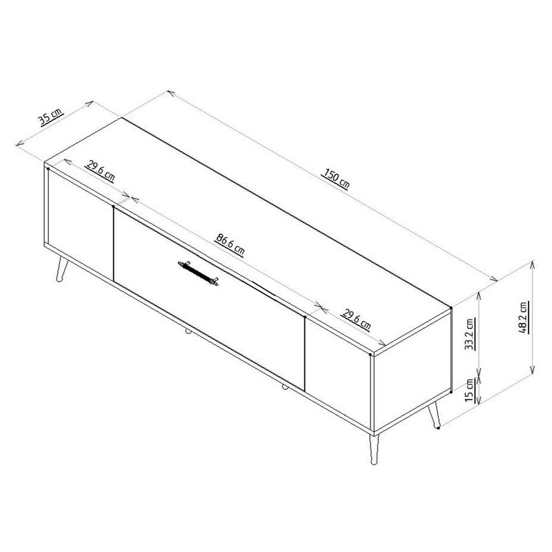 Casa si Gradina - Mobilier - Comode si corpuri - Comode - Comodă TV Hanah Home, PAL melaminat, 150 x 35 x 48.2 cm, alb/auriu, 475OLV2996 - Infinity.ro