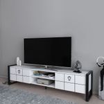 Casa si Gradina - Mobilier - Comode si corpuri - Comode - Comodă TV Hanah Home, PAL melaminat, 184 x 34 x 45 cm, alb/negru, 875ZNA5322 - Infinity.ro