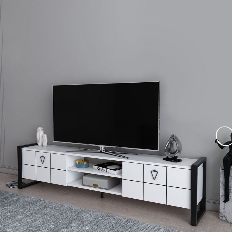 Casa si Gradina - Mobilier - Comode si corpuri - Comode - Comodă TV Hanah Home, PAL melaminat, 184 x 34 x 45 cm, alb/negru, 875ZNA5322 - Infinity.ro