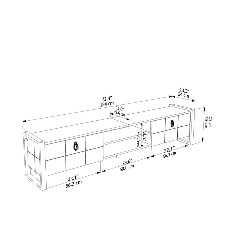 Casa si Gradina - Mobilier - Comode si corpuri - Comode - Comodă TV Hanah Home, PAL melaminat, 184 x 34 x 45 cm, alb/negru, 875ZNA5322 - Infinity.ro