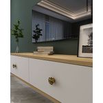 Casa si Gradina - Mobilier - Comode si corpuri - Comode - Comodă TV Hanah Home, PAL melaminat, 120 x 29.6 x 25.8 cm, sapphire stejar/alb/auriu, 555CHM1121 - Infinity.ro