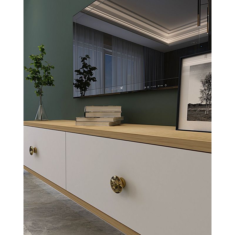 Casa si Gradina - Mobilier - Comode si corpuri - Comode - Comodă TV Hanah Home, PAL melaminat, 120 x 29.6 x 25.8 cm, sapphire stejar/alb/auriu, 555CHM1121 - Infinity.ro
