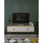 Casa si Gradina - Mobilier - Comode si corpuri - Comode - Comodă TV Hanah Home, PAL melaminat, 120 x 29.6 x 25.8 cm, sapphire stejar/alb/auriu, 555CHM1121 - Infinity.ro