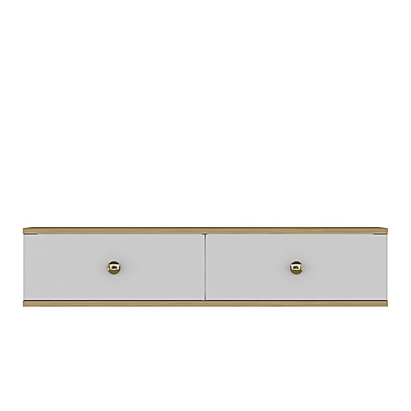 Casa si Gradina - Mobilier - Comode si corpuri - Comode - Comodă TV Hanah Home, PAL melaminat, 120 x 29.6 x 25.8 cm, sapphire stejar/alb/auriu, 555CHM1121 - Infinity.ro