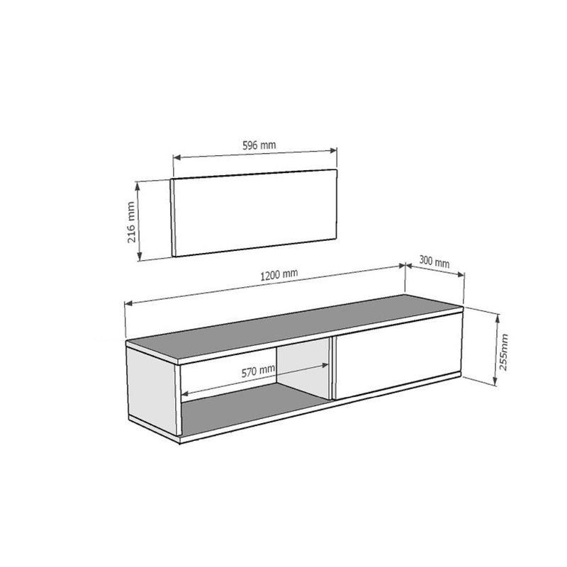 Casa si Gradina - Mobilier - Comode si corpuri - Comode - Comodă TV Hanah Home, PAL melaminat, 120 x 29.6 x 25.8 cm, sapphire stejar/alb/auriu, 555CHM1121 - Infinity.ro