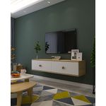 Casa si Gradina - Mobilier - Comode si corpuri - Comode - Comodă TV Hanah Home, PAL melaminat, 120 x 29.6 x 25.8 cm, sapphire stejar/alb/auriu, 555CHM1121 - Infinity.ro