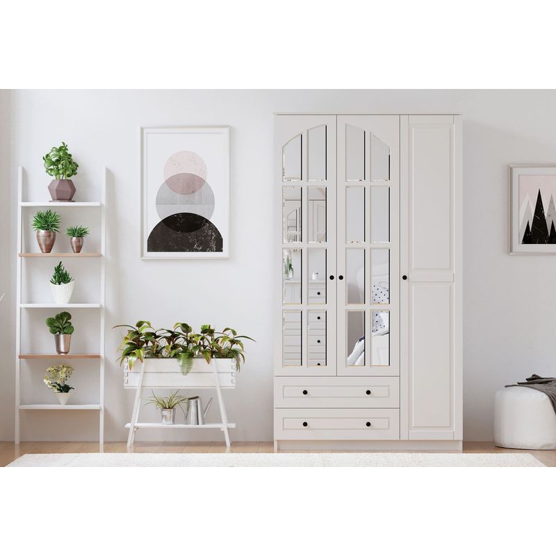 Casa si Gradina - Mobilier - Dulapuri si sifoniere - Dulapuri - Dulap Hanah Home, PAL melaminat, 105 x 52 x 210 cm, alb mat, 167RAB1108 - Infinity.ro