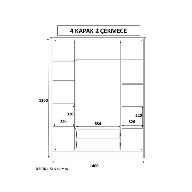 Casa si Gradina - Mobilier - Dulapuri si sifoniere - Dulapuri - Dulap Hanah Home, PAL melaminat, 140 x 52 x 180 cm, alb mat, 167RAB1142 - Infinity.ro