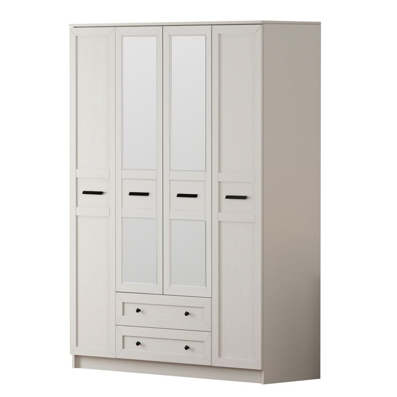 Casa si Gradina - Mobilier - Dulapuri si sifoniere - Dulapuri - Dulap Hanah Home, PAL melaminat, 140 x 52 x 184 cm, alb mat, 167RAB1168 - Infinity.ro
