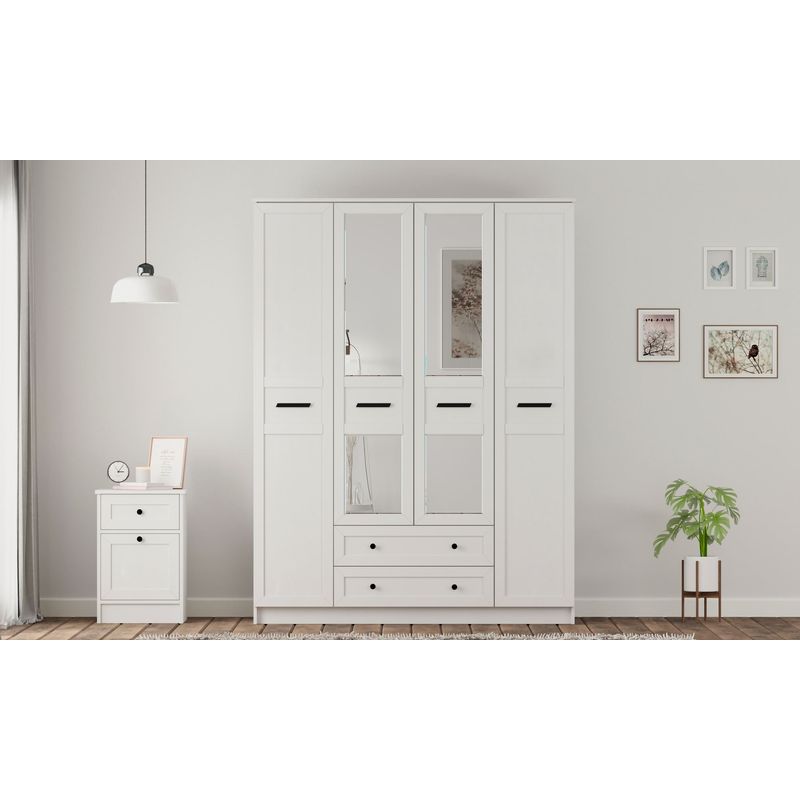 Casa si Gradina - Mobilier - Dulapuri si sifoniere - Dulapuri - Dulap Hanah Home, PAL melaminat, 140 x 52 x 184 cm, alb mat, 167RAB1168 - Infinity.ro