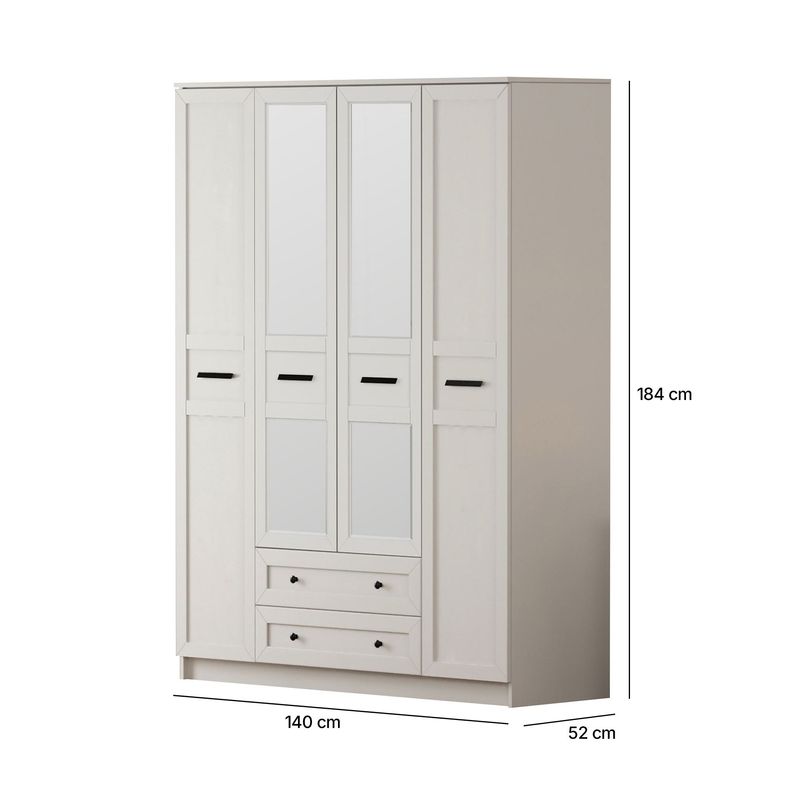 Casa si Gradina - Mobilier - Dulapuri si sifoniere - Dulapuri - Dulap Hanah Home, PAL melaminat, 140 x 52 x 184 cm, alb mat, 167RAB1168 - Infinity.ro