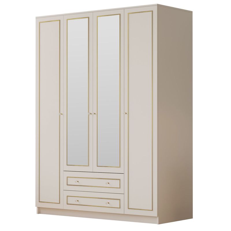 Casa si Gradina - Mobilier - Dulapuri si sifoniere - Dulapuri - Dulap Hanah Home, PAL melaminat, 140 x 52 x 210 cm, alb mat, 167RAB1154 - Infinity.ro