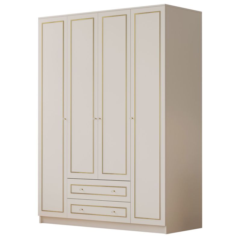 Casa si Gradina - Mobilier - Dulapuri si sifoniere - Dulapuri - Dulap Hanah Home, PAL melaminat, 140 x 52 x 210 cm, alb mat, 167RAB1149 - Infinity.ro