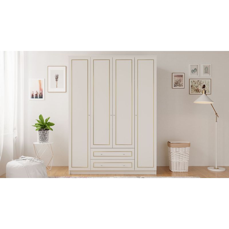 Casa si Gradina - Mobilier - Dulapuri si sifoniere - Dulapuri - Dulap Hanah Home, PAL melaminat, 140 x 52 x 210 cm, alb mat, 167RAB1149 - Infinity.ro