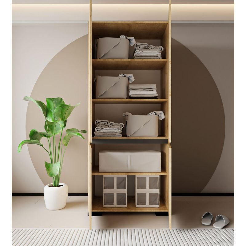 Casa si Gradina - Mobilier - Dulapuri si sifoniere - Dulapuri - Dulap Hanah Home, PAL melaminat, 90 x 52 x 210 cm, sapphire stejar/antracit, 469ORN1114 - Infinity.ro