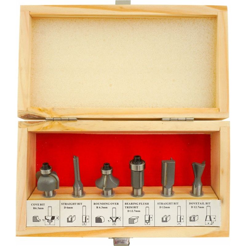 Casa si Gradina - Constructii - Scule electrice si accesorii - Accesorii pentru frezare - Set de 6 freze pentru lemn diferite profile cu prindere de 8mm - Infinity.ro