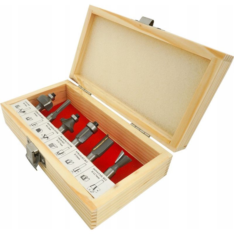 Casa si Gradina - Constructii - Scule electrice si accesorii - Accesorii pentru frezare - Set de 6 freze pentru lemn diferite profile cu prindere de 8mm - Infinity.ro