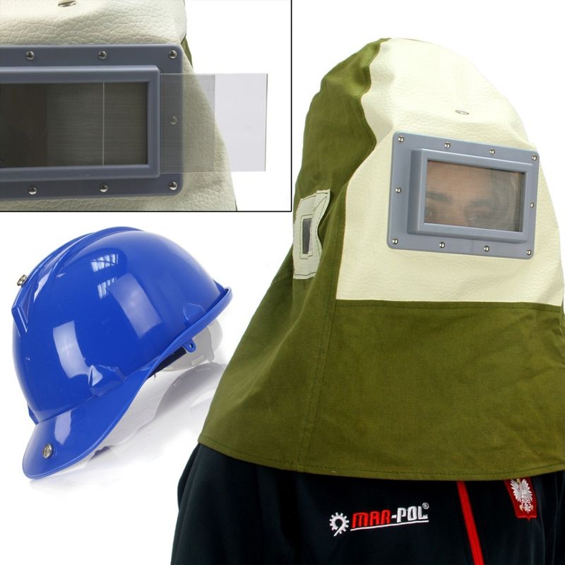 Casa si Gradina - Constructii - Echipamente de lucru - Accesorii echipamente protectia muncii - Masca de sablare cu casca de protectie reglabila XM805907, viziera mare detasabila si ventilatie eficienta - Infinity.ro