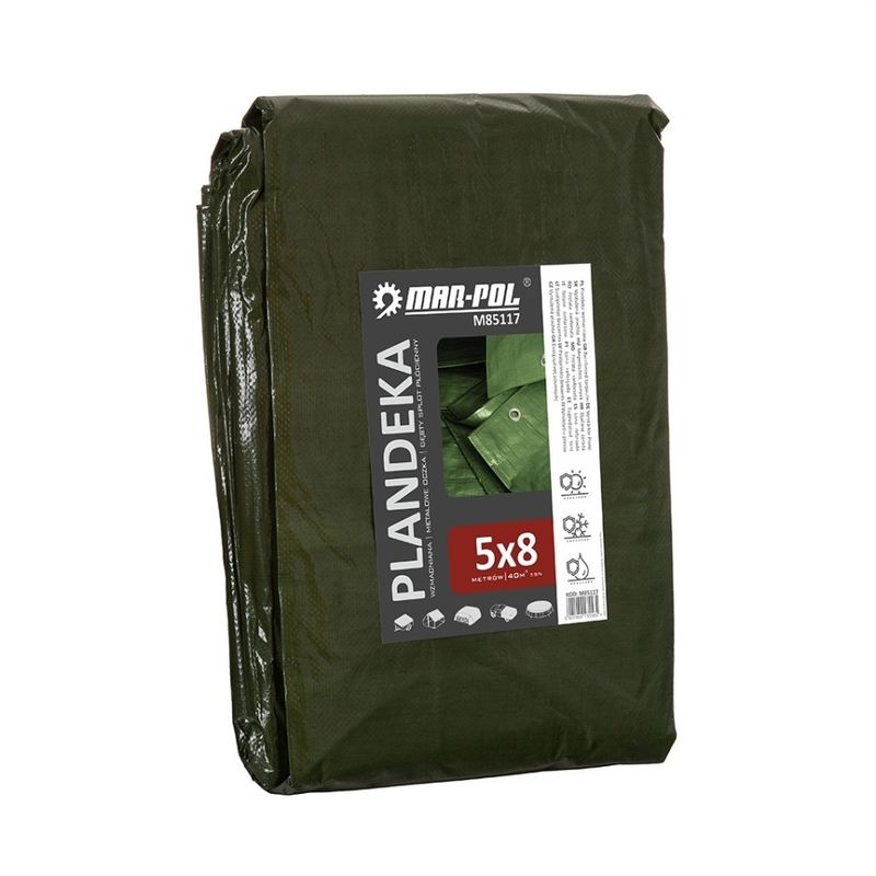Casa si Gradina - Gradina si terasa - Umbrele si pavilioane - Pavilioane - Prelata de acoperire Mar-Pol 5x8 m, verde, HDPE 120 g/m², cu inele metalice si colturi intarite - Infinity.ro