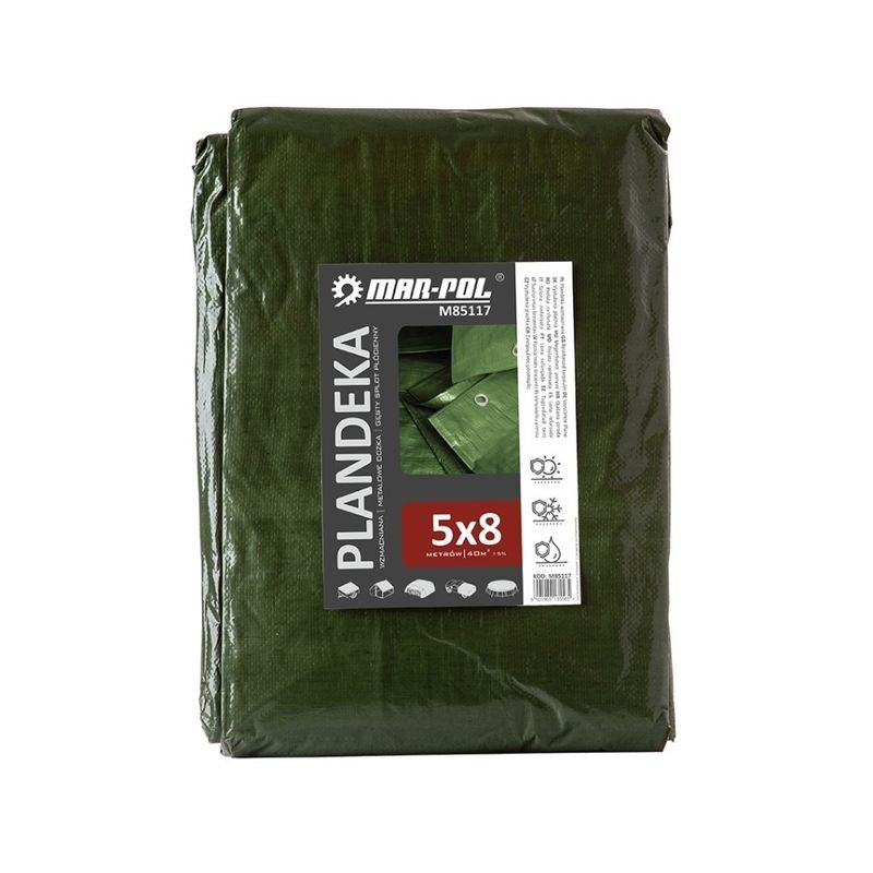 Casa si Gradina - Gradina si terasa - Umbrele si pavilioane - Pavilioane - Prelata de acoperire Mar-Pol 5x8 m, verde, HDPE 120 g/m², cu inele metalice si colturi intarite - Infinity.ro