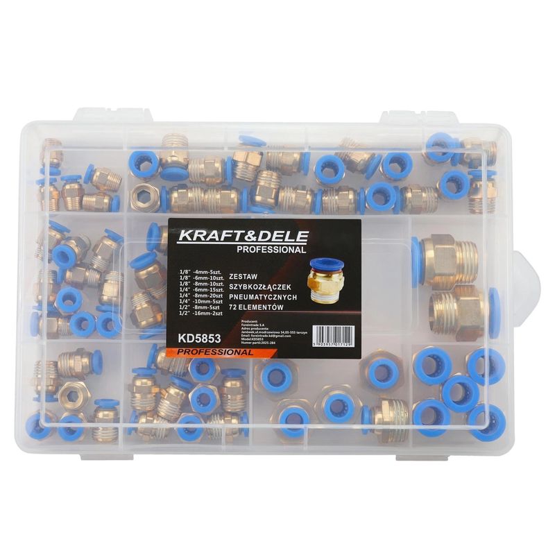 Casa si Gradina - Constructii - Scule profesionale - Scule pneumatice - Set de 72 Cuple rapide pneumatice 4-16mm 1/8"-1/2" KD5853 - Infinity.ro