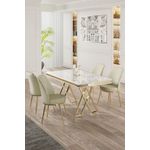 Casa si Gradina - Mobilier - Seturi de mobilier - Seturi living - Set masă dining cu scaune (5 bucăți) Hanah Home, metal, 130 x 80 x 74 cm, alb/auriu/crem, 240CHR2335 - Infinity.ro