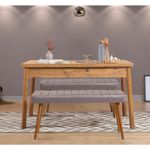Casa si Gradina - Mobilier - Seturi de mobilier - Seturi living - Set masă dining cu bancă (3 bucăți) Hanah Home, PAL melaminat, 120 x 75 x 75 cm, atlantic pine/gri, 869VEL8846 - Infinity.ro