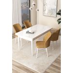 Casa si Gradina - Mobilier - Seturi de mobilier - Seturi living - Set masă dining cu scaune (5 bucăți) Hanah Home, PAL melaminat, 110 x 71 x 76 cm, alb/cappuccino, 240CHR2135 - Infinity.ro