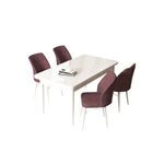 Casa si Gradina - Mobilier - Seturi de mobilier - Seturi living - Set masă dining cu scaune (5 bucăți) Hanah Home, PAL melaminat, 110 x 71 x 76 cm, alb/roz pudrat, 240CHR2140 - Infinity.ro
