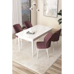Casa si Gradina - Mobilier - Seturi de mobilier - Seturi living - Set masă dining cu scaune (5 bucăți) Hanah Home, PAL melaminat, 110 x 71 x 76 cm, alb/roz pudrat, 240CHR2140 - Infinity.ro