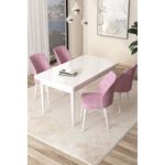 Casa si Gradina - Mobilier - Seturi de mobilier - Seturi living - Set masă dining cu scaune (5 bucăți) Hanah Home, PAL melaminat, 110 x 71 x 76 cm, alb/roz, 240CHR2144 - Infinity.ro