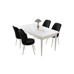 Casa si Gradina - Mobilier - Seturi de mobilier - Seturi living - Set masă dining cu scaune (5 bucăți) Hanah Home, PAL melaminat, 110 x 71 x 76 cm, alb/negru, 240CHR2179 - Infinity.ro